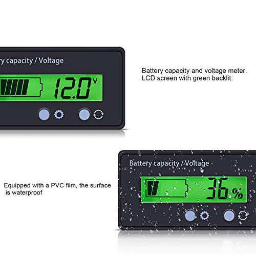 Mjerač baterije, indikator napona kapaciteta baterije 12V 24V 36V 48V s LCD zaslonom sa zelenim pozadinskim osvjetljenjem, Monitor