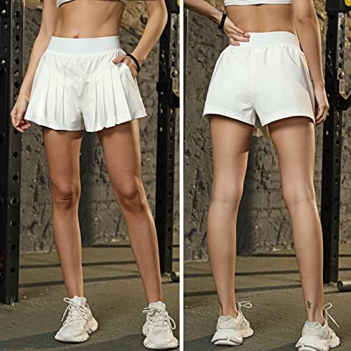 Cvjetajuća ženska teniska suknja s visokim strukom golf suknje brze suhe atletske skort 2,5 inča s džepovima