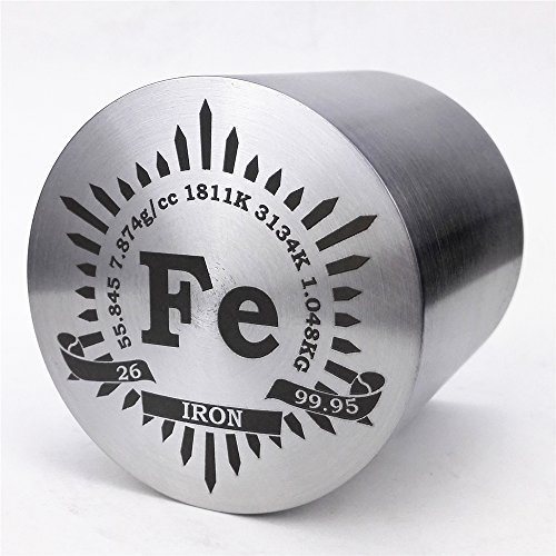 Metalni cilindar od finog tokarskog željeza od 1 kg promjera 56 mm 56 mm ugraviran u periodni sustav na 99,95%