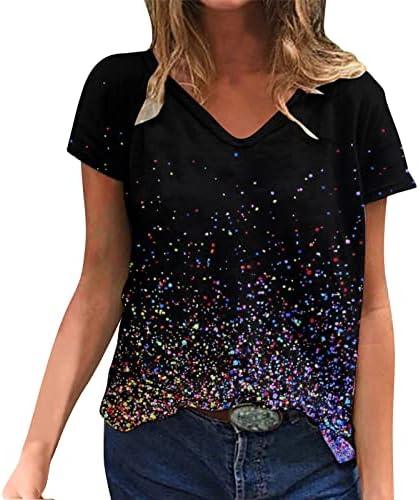 Svemirska odjeća ljetne ženske majice kratkih rukava s izrezom u obliku slova A Ležerne majice za vježbanje tunika osnovne majice u