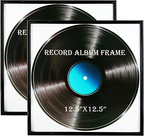 Black Music Record Frame, 2 Pack, 12,5x12,5 inčni visoki sjajni okvir, napravljen za prikaz omota albuma Vinyl LP, Fit the Album Artwork,