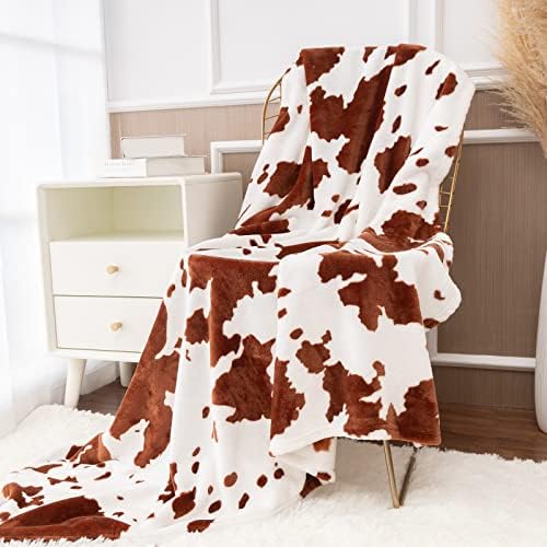 Laghcat krava deka, super mekana flanelna krava za bacanje za djecu odrasle osobe, pogodno za dekor sobe, lagano pokrivač za putovanja,