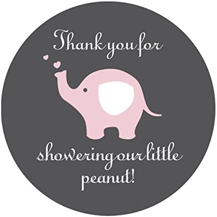 Naljepnice zahvale ružičastog sivog slona, naljepnice za rođendansku zabavu za djevojčice, 2 inča, Hvala što ste se istuširali u našem
