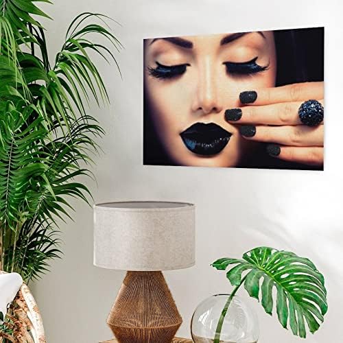 Ljepota modna djevojka s crnom šminkom salon dekor ženske crne nokte plakat za nokte platno Slikarstvo plakati i otisci zidne umjetničke