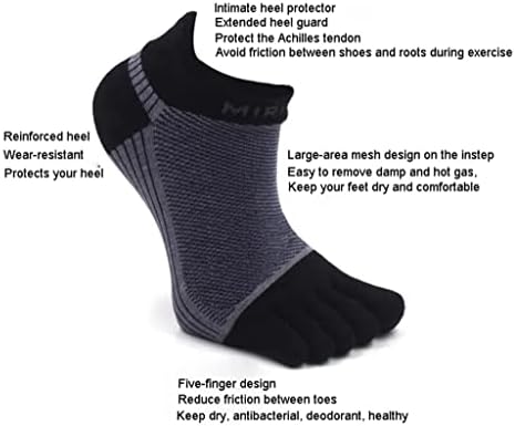 SLNFXC 3 pari čarape velike veličine za muškarce češljane pamučne mrežice koje prozračne atletske čarape s nožnim prstima EU40-46