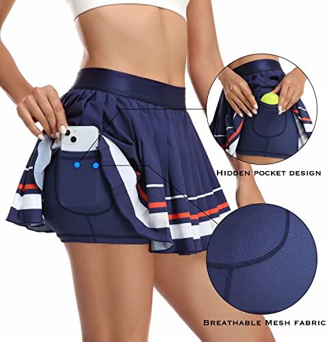 Eleloveph Ženski teniski atletski dizajn teniske suknje, pogodan za golf, klizač, trčanje sporta