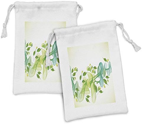Ambsonne Abstraktni set za vrećicu od tkanine od 2, cvjetni dizajn s vodom nadahnutim modernim detaljima umjetnička djela, mala vreća