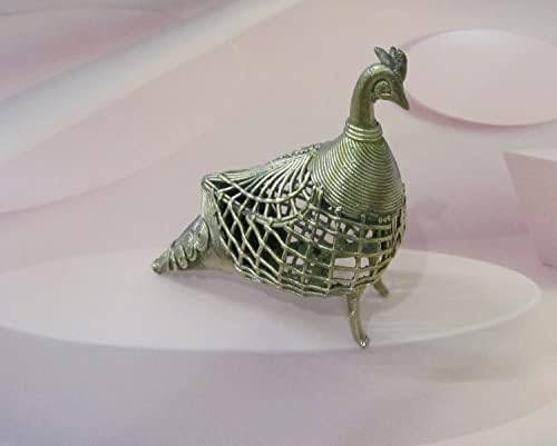 Ručno izrađena Dhokra Metal Art Collectible Showceice Figurice Small Netted Peacock za dom | Dekor