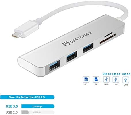 NAJBOLJI KABELSKI многопортовый USB adapter C Hub - Prijenosni 5 u 1 sa 3 USB 3.0, čitač kartica SD / TF, kompatibilan sa MacBook,