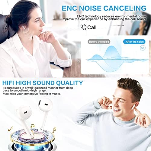 Bežične ušice, Bluetooth 5.1 Slušalice Stereo slušalice bežične sportske slušalice s futrolom za punjenje, IPX6 vodootporni HIFi stereo