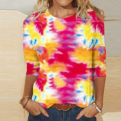 3/4 majica za rukave za žene 2023 cvjetni tiskani posadi Slatke košulje Summer casual trendi labave majice bluze