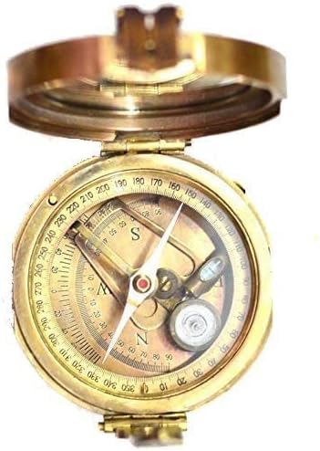 Antikni nautički mesingani kompas Antique Rad Teški mesingani Brunton Compass s drvenom kutijom Navigacijski i usmjereni poklon alat
