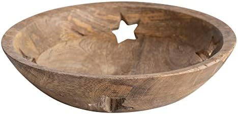 Creative Co-Op 11-1/2 Okrugla X 2-3/4 H mango drvena zdjela s izrezom zvijezda, prirodno