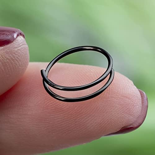 Lariau 2 PCS dvostruki nos prsten za pojedinačni proboj od 20 g kirurškog kirurškog čelika Spiral Spiral Noop obruč za nos 8 mm lice