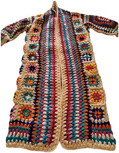 Vuneni kaput za žene Plus size, labava gornja odjeća s dugim rukavima, nacionalni ručno izrađeni džemperi