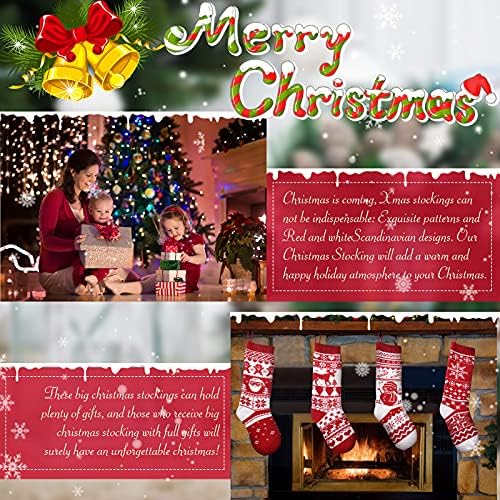 4 komada 18 inča pletene božićne čarape Velika rustikalna pređa snježna pahuljica Snowman Stocks za ukrasi za božićne praznike zabave