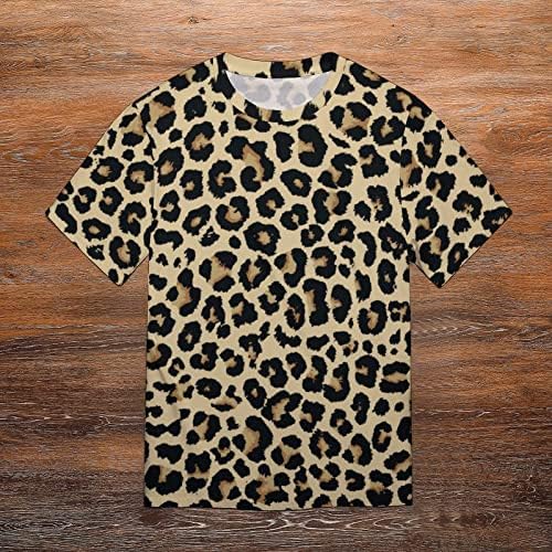 Muška majica s leopard printom majica kratkih rukava s okruglim vratom ležerna majica