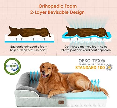Eheyciga memorijska pjena XXL pseće krevet sa stranama, vodootporni ortopedski pseći kreveti za ekstra velike pse, ne klizanje dna