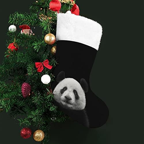 Panda medvjed lice na crnim božićnim čarapama čarapa Xmas stablo Djeda Djeda ukrasi Viseći ukrasi za odmor kamina 16.5