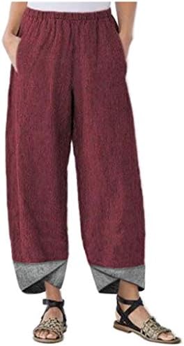 Shengxiny Sweatpants Žene ležerne pamučne posteljine Čvrsta patchwork nepravilne labave hlače duge vrećaste hlače