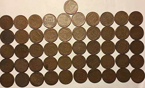 1947 S Lincoln Wheat Cent Penny Roll 50 kovanica Penny Prodavač izuzetno u redu