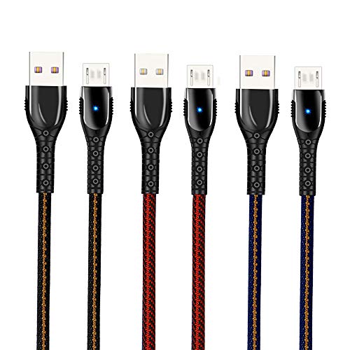 3Pack Micro USB kabel 6ft Dugi izdržljivi najlonski pleteni kabel za kabel Android punjač kompatibilan sa Samsung Galaxy S7 S6/Edge,