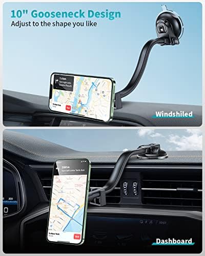 Apps2car dizajniran za nosač automobila Magsafe, držač telefona s 16 jakih magneta s prstenom, fleksibilna ruka i veća usisna čaša