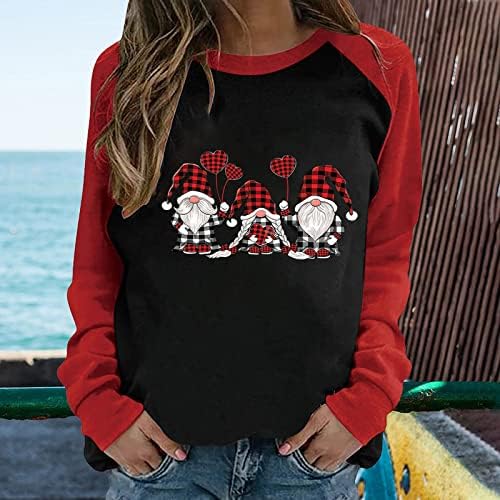 Ružni božićni džemper za žene s dugim rukavima natisci Sretan božićni majica Smiješne slatke tiskane tunike vrhovi