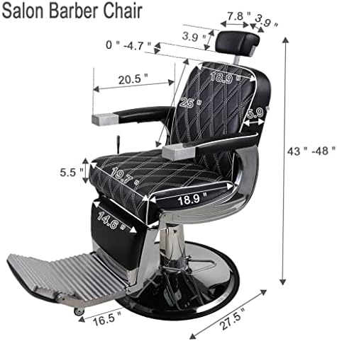 HJHL naslonjena brijač stolica hidraulična salonska stolica s podesivim naslonom za glavu i teškim bazama za rezanje kose
