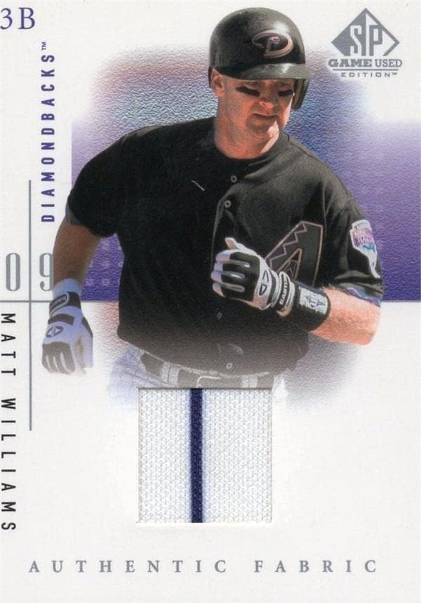 Matt Williams igrač istrošen Jersey Patch Baseball Card 2001 Gornja paluba MW Pinstripe - MLB igra korištena dresova