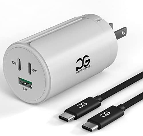 Powergence Go | Ultra-prijenosni 65W 3-port USB-C i USB-A punjač za prijenosna računala, ThinkPads, MacBooks, iPhone, Samsung Galaxy,