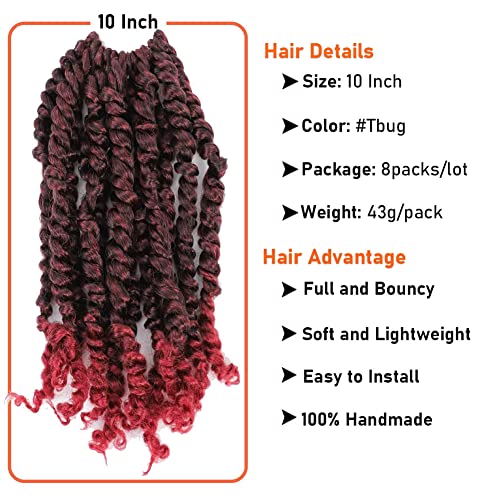 Kukičana kosa od 10 inča 8 pakiranja unaprijed upletene kose od 8 komada za crne žene prethodno upletene kukičane pletenice sintetička