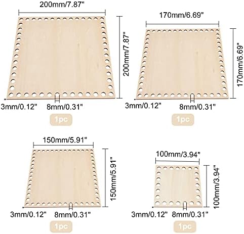 * 4 veličine dno drvene košare kvadratna drvena baza Oblikovač dna vrećice za kukičanje košara torba za tkanje pređe izrada obrta,