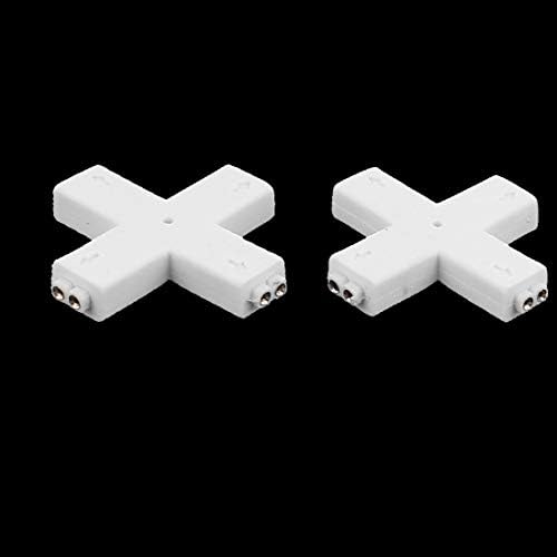 X-DREE 2 kom Križni 4-smjerni utičnica 2P bijele boje za led RGB 3528 (Connettore femmina 2 vie a 2 vie a croce 2 poli bianco 3528