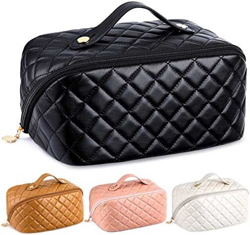 Veliki kapacitet putovanja kozmetička vrećica prijenosna PU vodootporna torba za putničku šminku ravna otvorena torba s ručicom kozmetička