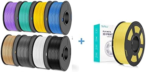 SUNLU 250G PLA Filament 1,75 mm snop i PLA meta 3D pisač filament žuta ， 0,25 kg kaleva, 8 koluta, crna+bijela+siva+burly drvo+ljubičasta+plava