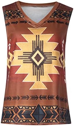 Ženski vrhovi Bez rukava, majice s printom zapadnog etničkog stila, Vintage aztečka etnička bluza, problematična majica širokog kroja