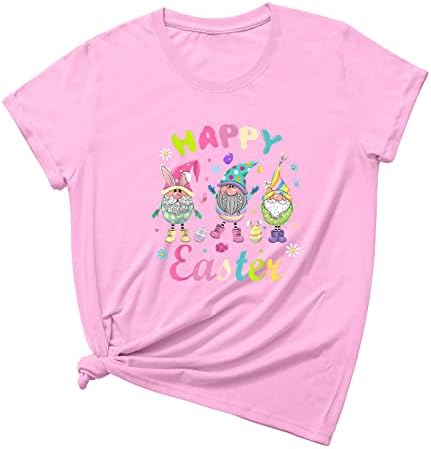 Sretna uskrsna košulja ženska majica s uskršnjim zecom Slatka mačka s zečjim ušima grafička praznična majica vrhovi kratkih rukava