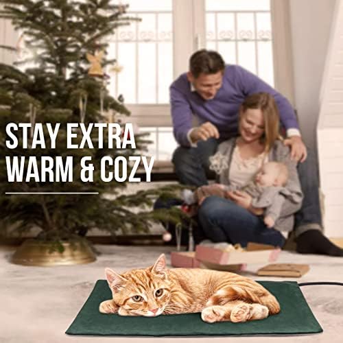 Arblina za grijanje kućnih ljubimaca temperatura prilagođena 6 načina rada i timer psa za grijanje mačjeg mačaka, božićni zeleni plamen