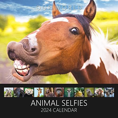 Naš svjetski zidni kalendar selfija za životinje 2024. - smiješni obiteljski planer i dnevni organizator s mjesečnom slikom - Slim