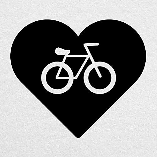 Srce i bicikl 02-3 široka crna naljepnica - za MacBook, tablet, laptop, automobil i još mnogo toga!